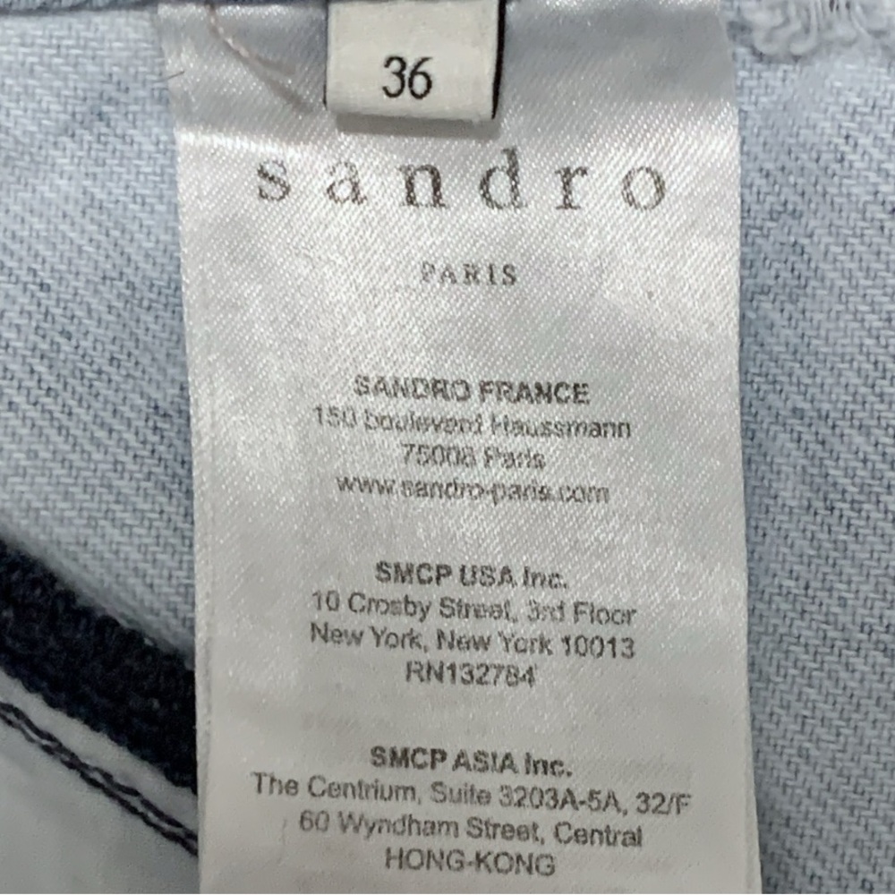 Sandro High Waisted Front Yoke Straight Leg Jeans In Light Wash | Size EU 36 - Picture 14 of 16